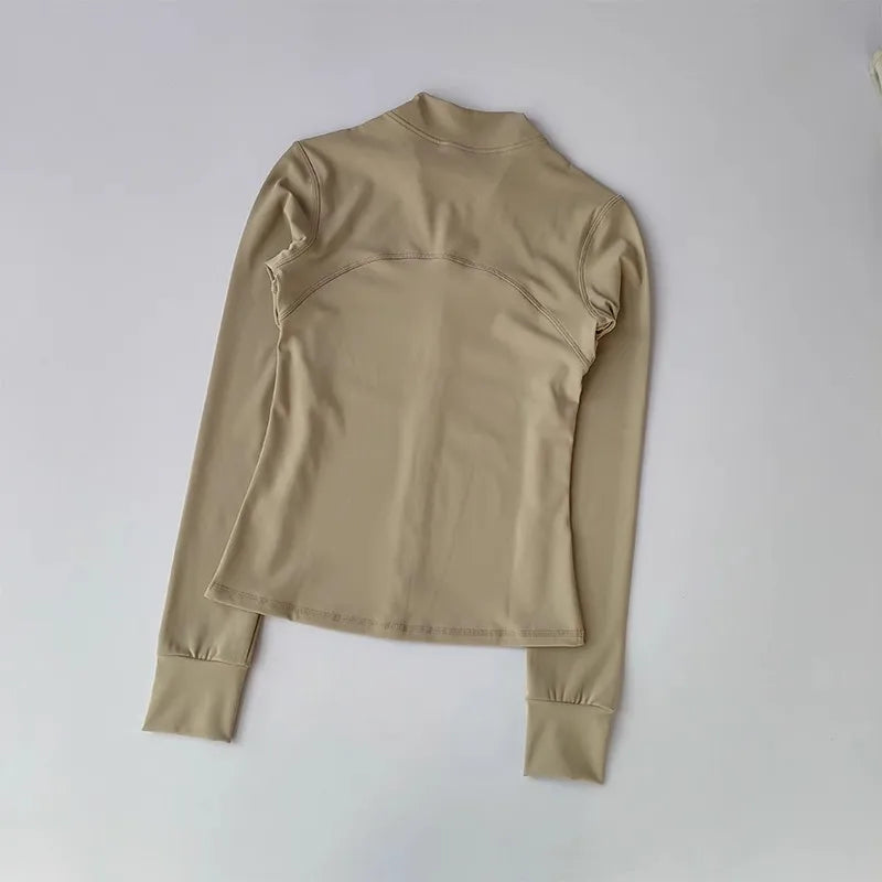 Women's High-End Yoga Fitness Suit Standing Collar Long-Sleeved Sports Jacket for Active Wear And Exercise