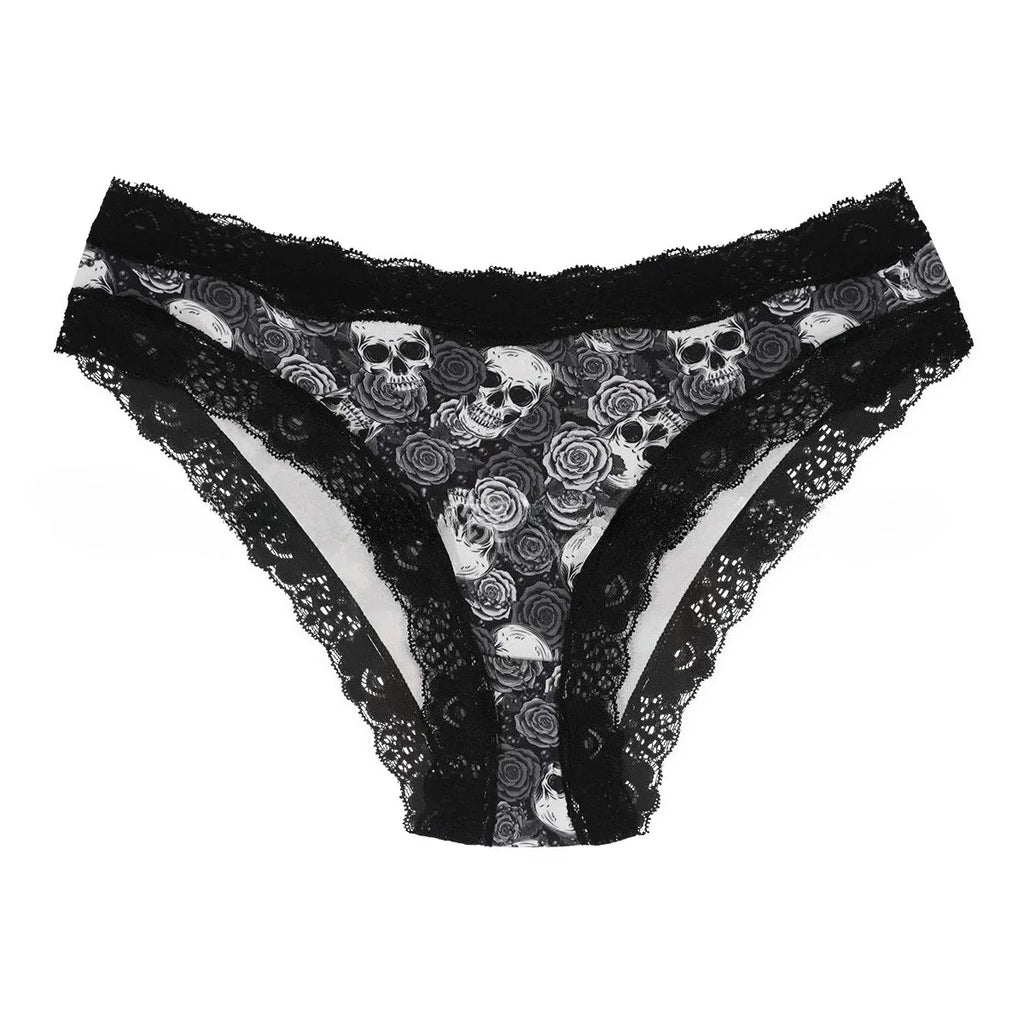 1 Pc Printed Lingerie for Women Sexy Lace Edge Wrapped Hip Underwear Halloween Themed Comfortable and Breathable Triangle Pants