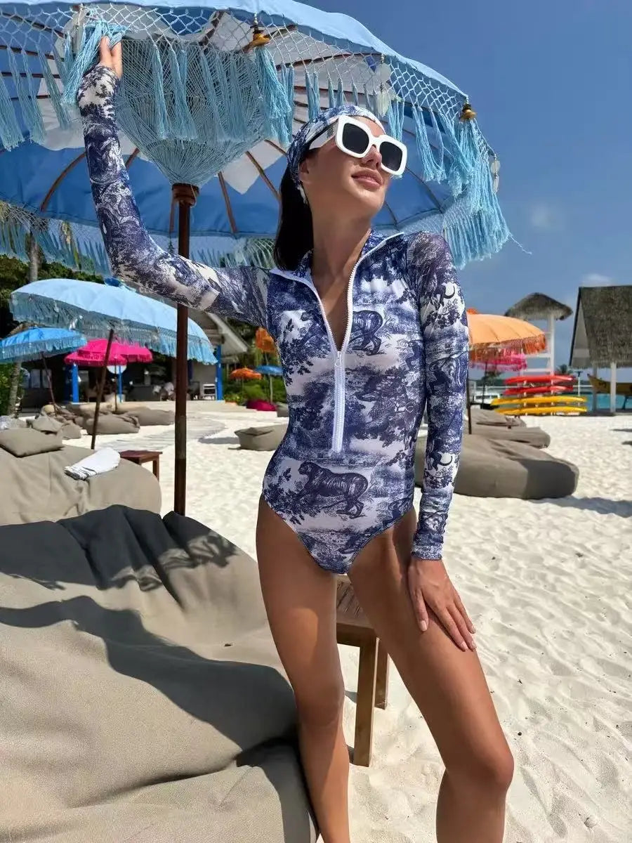 2026 New One Piece Printed Swimsuit Bikini Long Sleeved Swimsuit Bikini Set High Waist Bikinis Swimwear Beach Swimsuit Swimwear