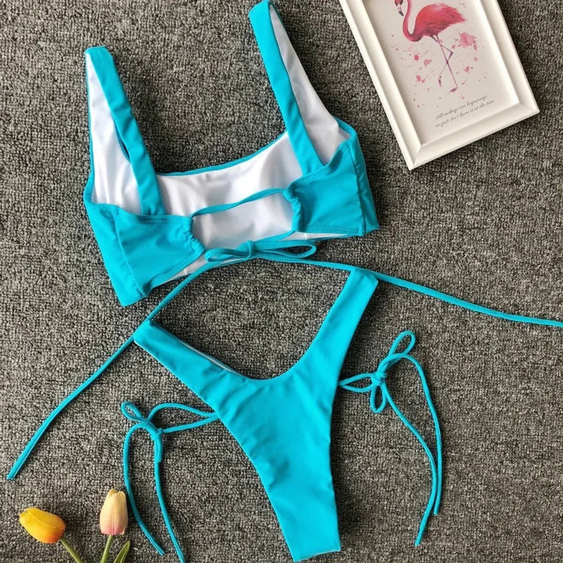 2026 High Cut Micro Thong Bikini Female Thong Bikinis Swimsuit Women Swimwear Two-pieces Bikini Set Brazilian Bathing Suit Swim