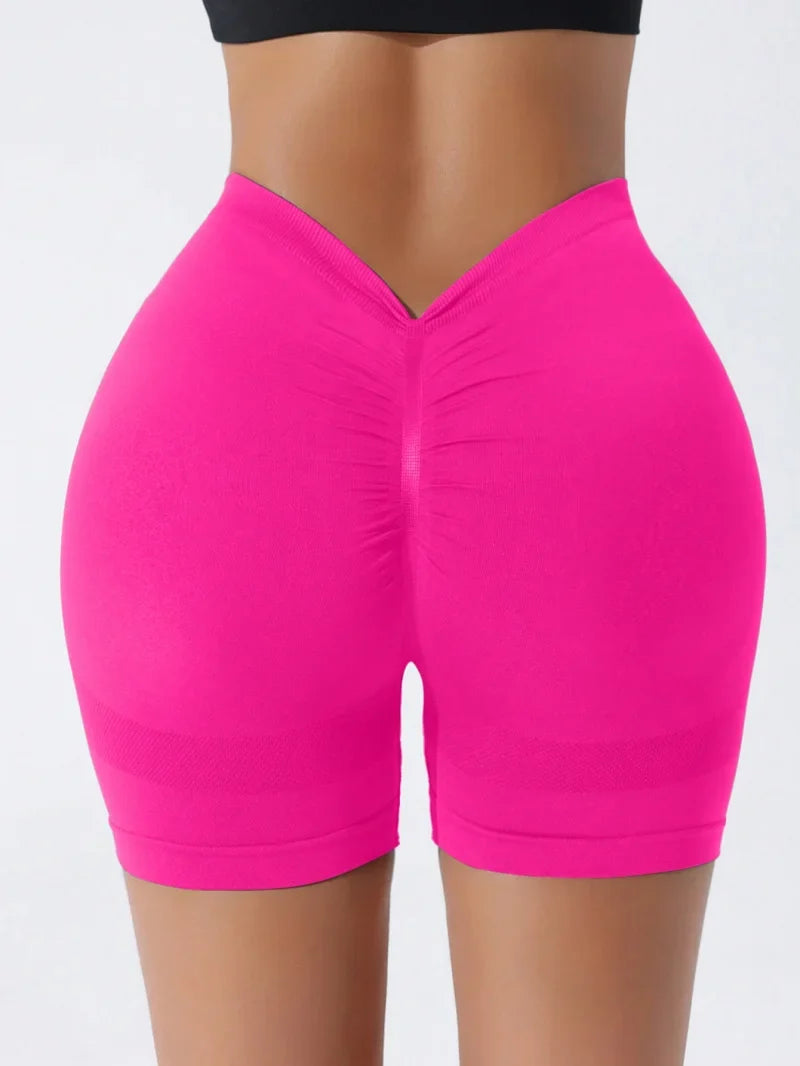 Seamless High Waisted Yoga Shorts From Europe And America Waist Tightening And Hip Lifting Fitness Pants Rear V-Waist