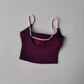 Women's Sexy Backless Yoga Sports Vest Fixed One-Piece Cup Contrast Suspender Beautiful Back Fitness Bra for Active Wear