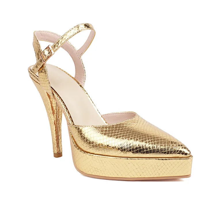 NASBAVI Women's Stilettos Platform Pointed Toe Pumps Shoes High Heels Pumps Ankle Strap Shoes Sexy Party Comfy Women Shoes