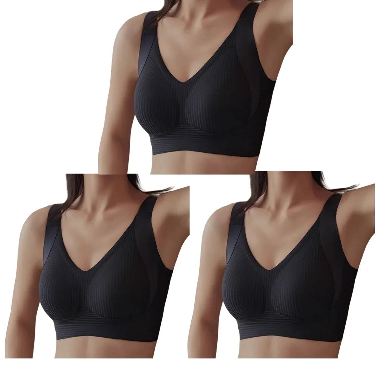 3Pcs/Set Push-Up Bras Women Padded Side Support Underwear Non-wire Bra Comfort Wide Straps Lingerie Plus Size Intimates M-4XL