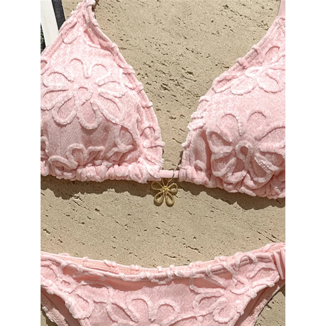2026 Flower Printed Halter Bikini Women Swimwear Female Swimsuit Two-Pieces Bikini Set Brazilian Bather Bathing Suit Swim V8270