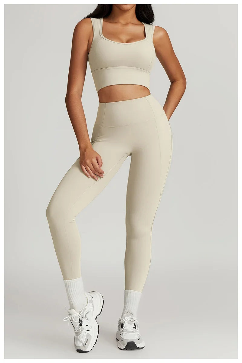 2 Pieces Yoga Suit Women Sexy Tight-Fitting Fitness Sports Set Gym Bra Elasticity High Waist Leggings Female Athletic Wear 8793