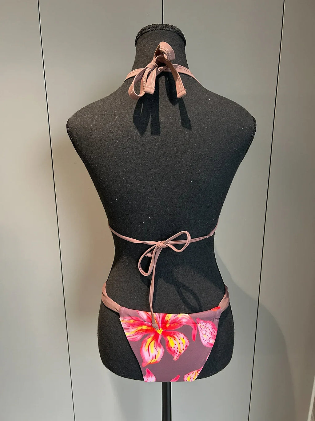 Boho Style Women's Floral Print Swimsuit Sexy Backless Lace-up Swimwear Push Up Thong Bathing Suit Female Bikini Set Beachwear