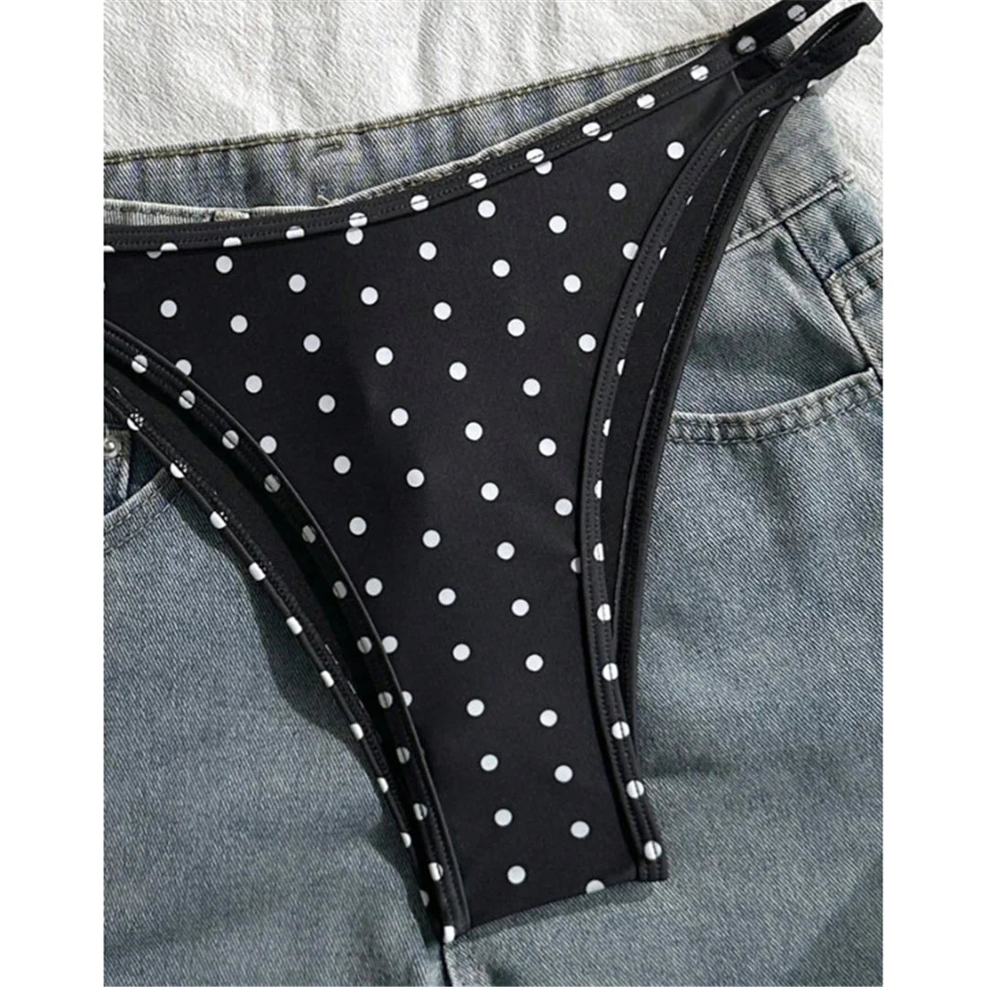 S - XL Polka Dot V Neck Bikini Women Swimwear Female Swimsuit Two-pieces Bikini set High Leg Cut Bather Bathing Suit Swim V8147