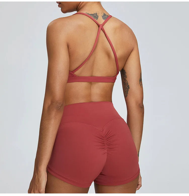 Summer Sexy Scrunch Sports Bra Gym Top Women Running Back Cross Top Sportswear Workout Underwear Fitness Workout Yoga Clothing