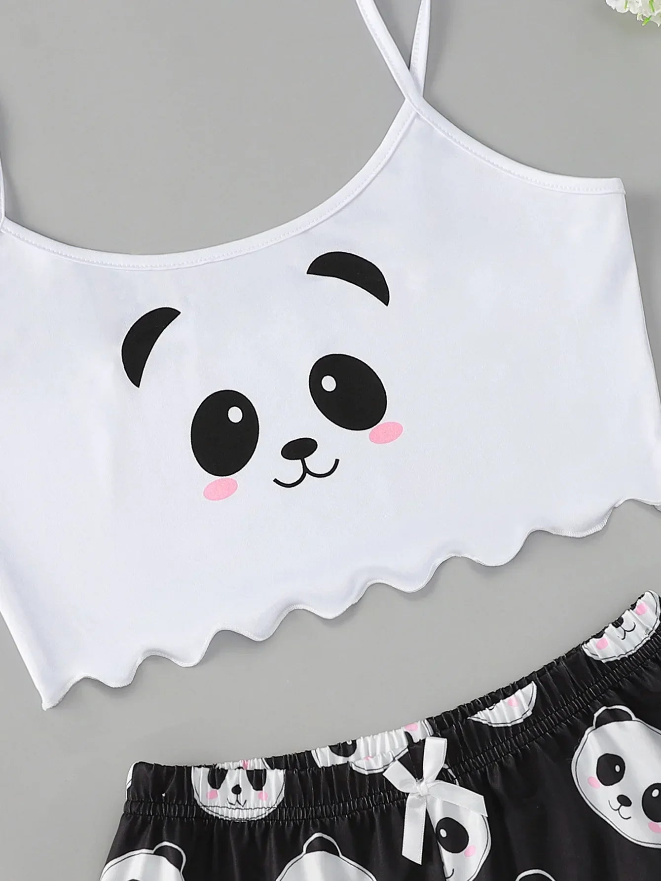 Summer Sleepwear Women's 2pcs Cute Soft Comfy Panda Print Sexy Sleeveless Shorts Homewear Pajama Set Loungewear