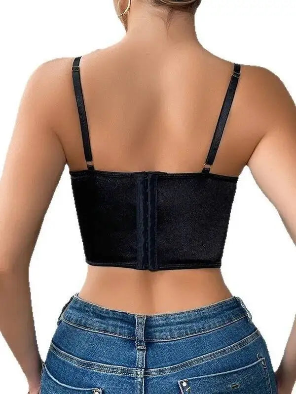 Spicy Girl Fishbone Bra Floral Strap Camisole Sexy Underwire Tube Top Flower Embroidered Top Transparent Pure Desire Casaul OCI1