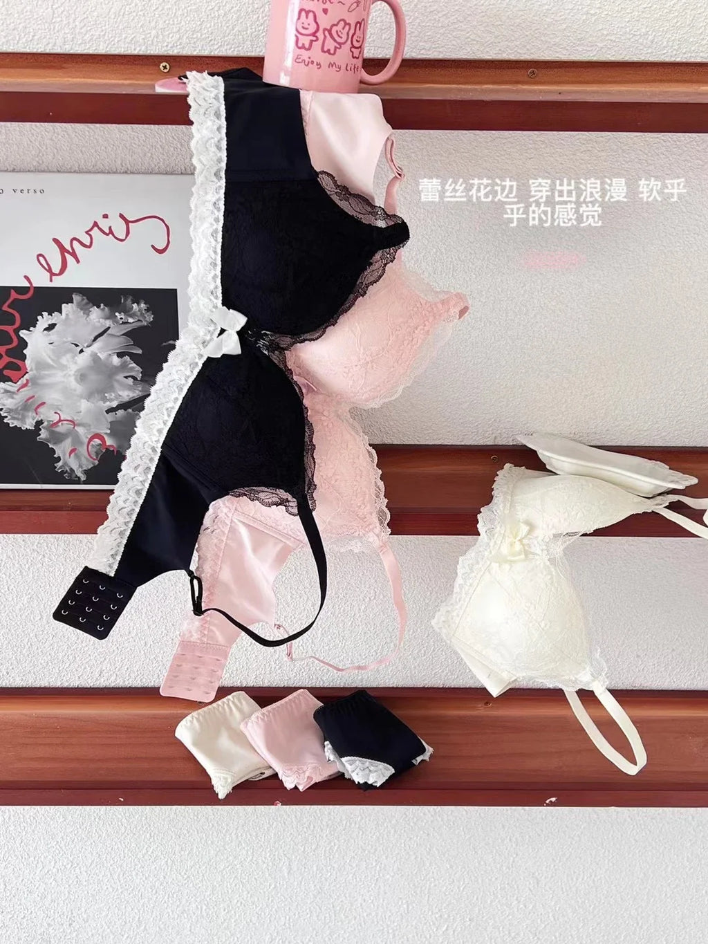 Anime Bralette Set Japanese Lace Bra Wireless Small Bust Women Sexy Triangle Cup Seamless Comfort Spring Summer MOYISU Sexy Bras