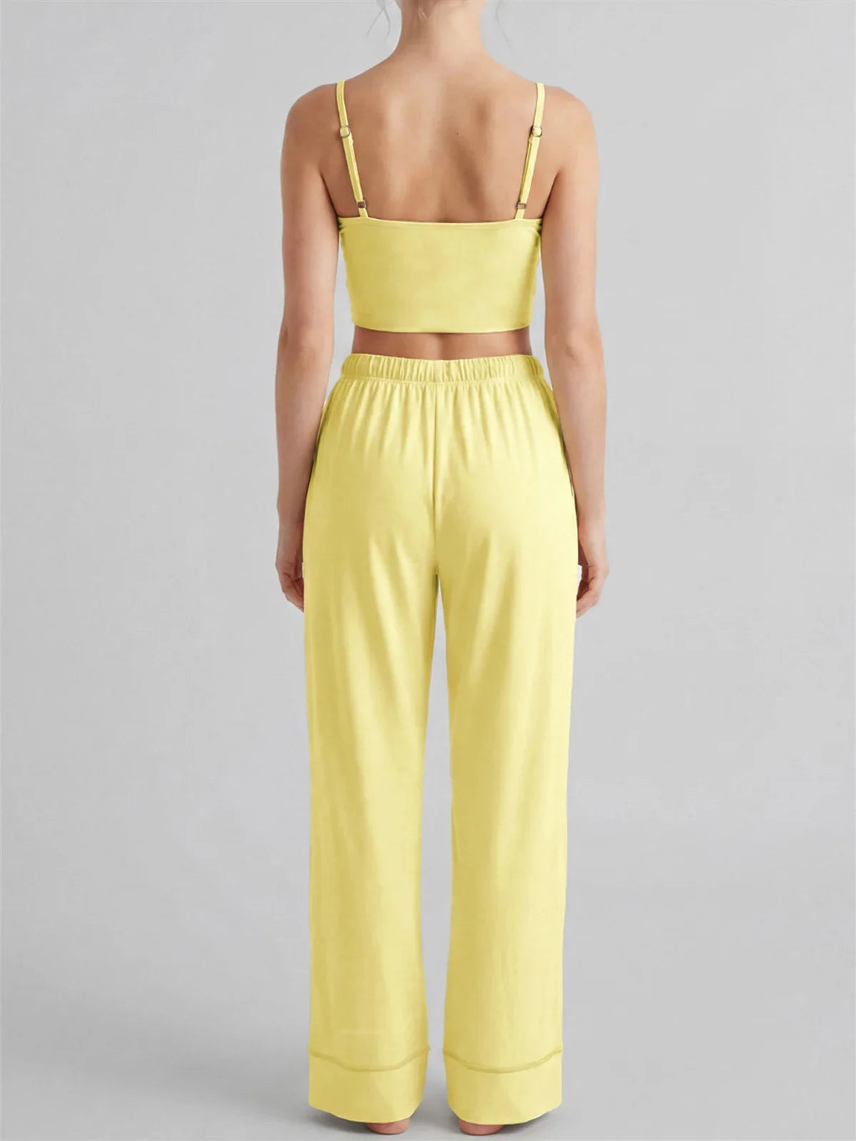Women's Yoga Sets Yellow Patchwork Slimming Sports Tank Top Summer Gym Training Suit High Waist Wide Leg Pants Fitness Outfits