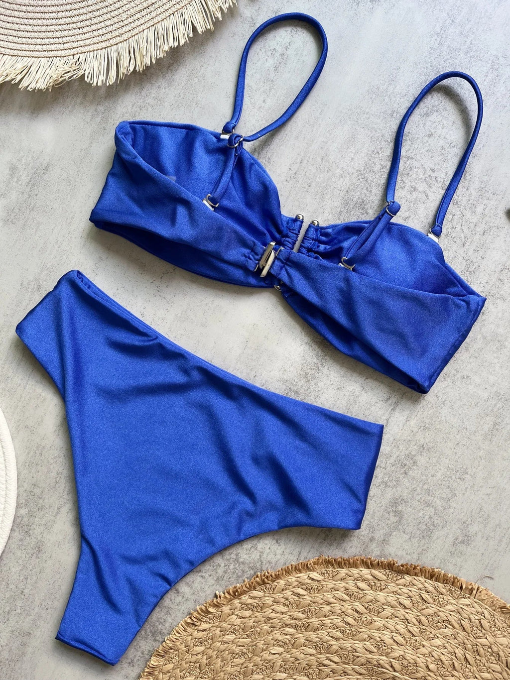 Shiny Sparkling U Shaped Female Swimsuit High Waist Bikini Women Swimwear Two-pieces Bikini Set Pool Bathing Suit Swim Beachwear