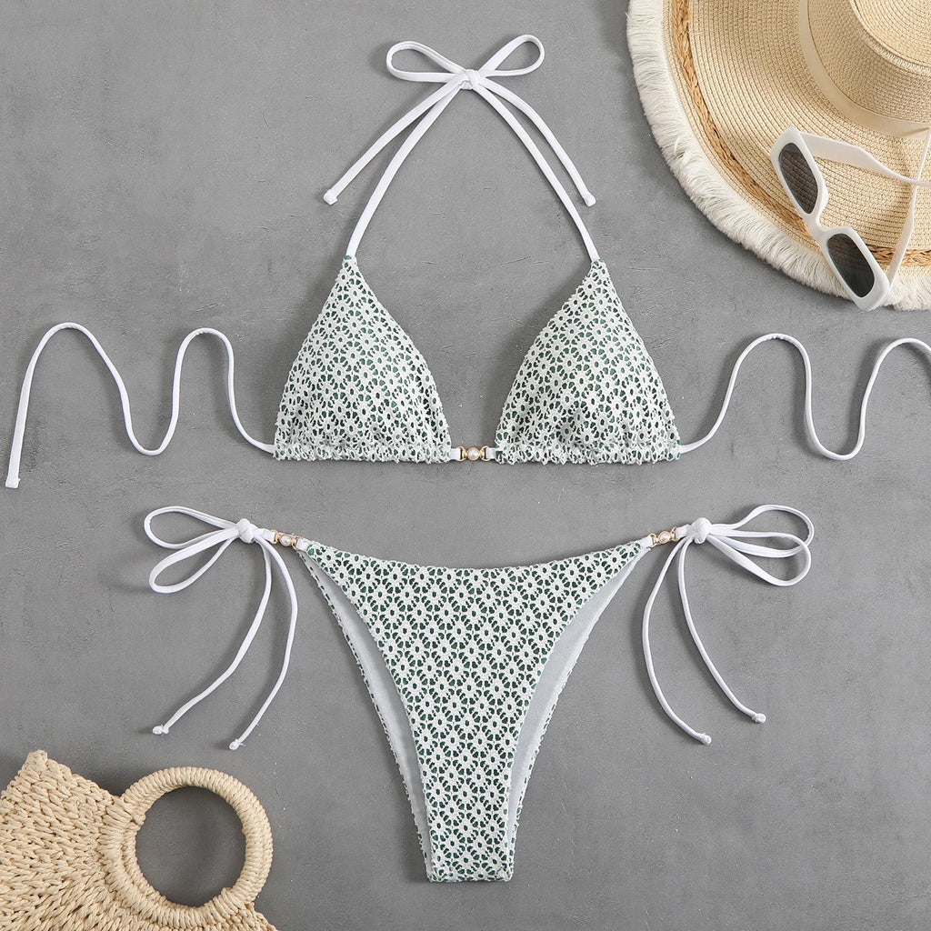 2026 Halter String Bikinis Sexy Triangle Swimsuit Women Plaid Swimwear Female Bathers Bathing Swimming Swim Suit Beachwear