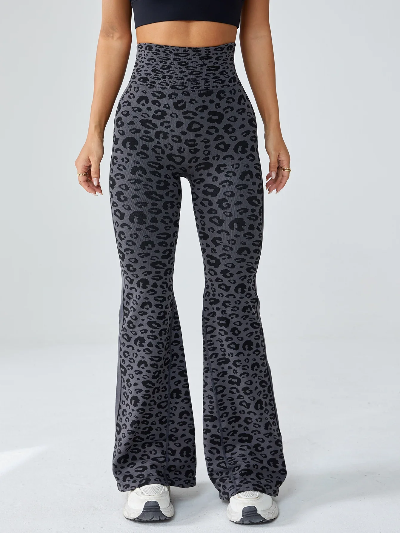 Retro Leopart Women's Pants/Clothing Seamless High-Waisted Flare Trousers Yoga Pilates Leggings Tummy Control 4D Stretch Autumn