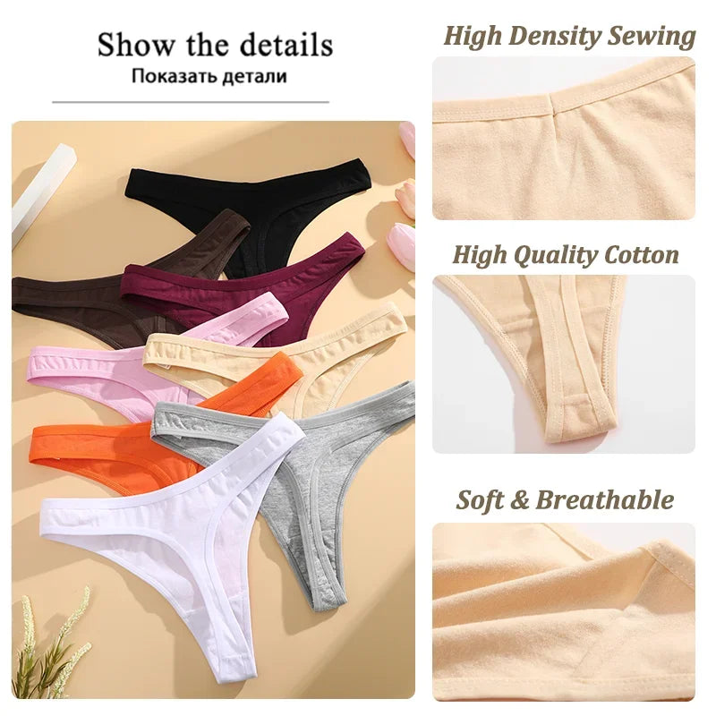 5Pcs Women Cotton Thongs Female Sexy Bikini Panties G-String Underwear Thongs Striped Panties Female Underwear T-Back Intimat