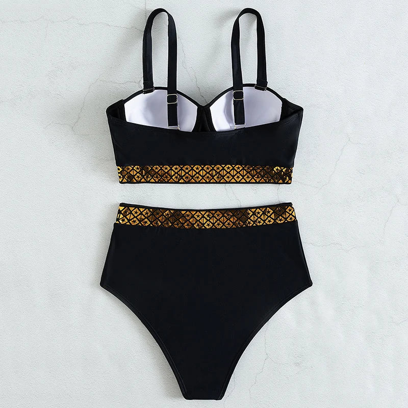2025 Sexy Push Up Bra Cup Bikinis High Waist Bikini Female Swimsuit Women Swimwear Two-pieces Bikini set Bathing Suit Swim Lady