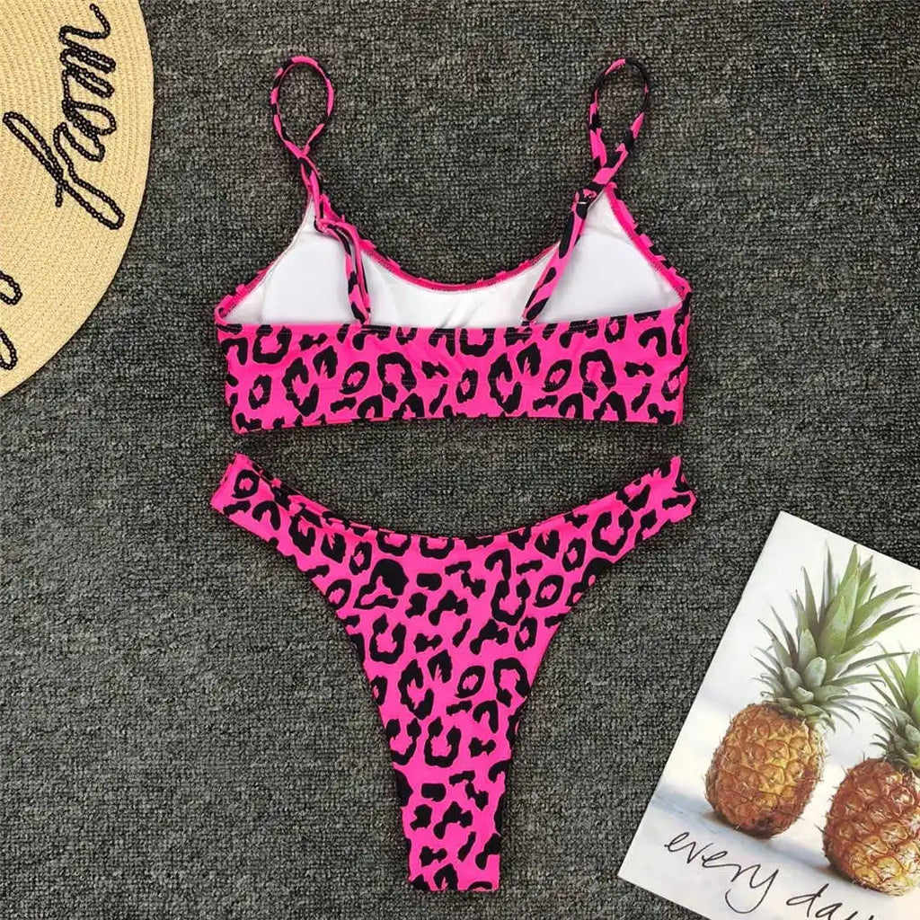 14 Color S - XL Sexy Leopard Bikini Women Swimwear Female Swimsuit Two-Pieces Bikini Set Brazilian Bather Bathing Suit Swim V871