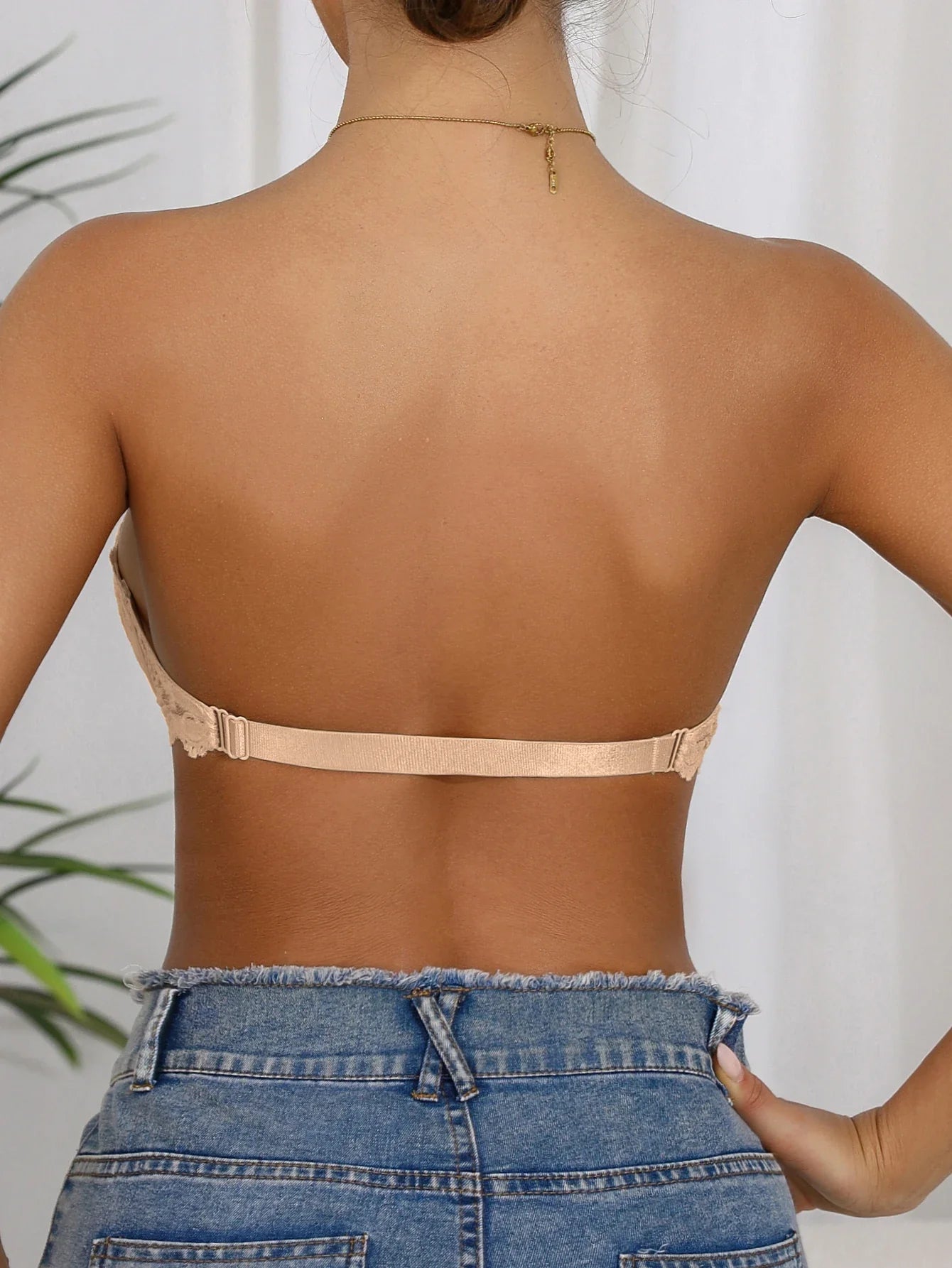 Lace Strapless Bra Double Front Closure Push Up Bralette for Women Invisible Anti-Slip High support Women's underwear