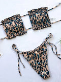 Tie Dye Pleated Ruffled Bikinis Bandeau Bikini Women Swimsuit Female Swimwear Two-pieces Bikini Set Hollow Out Bathing Suit Swim