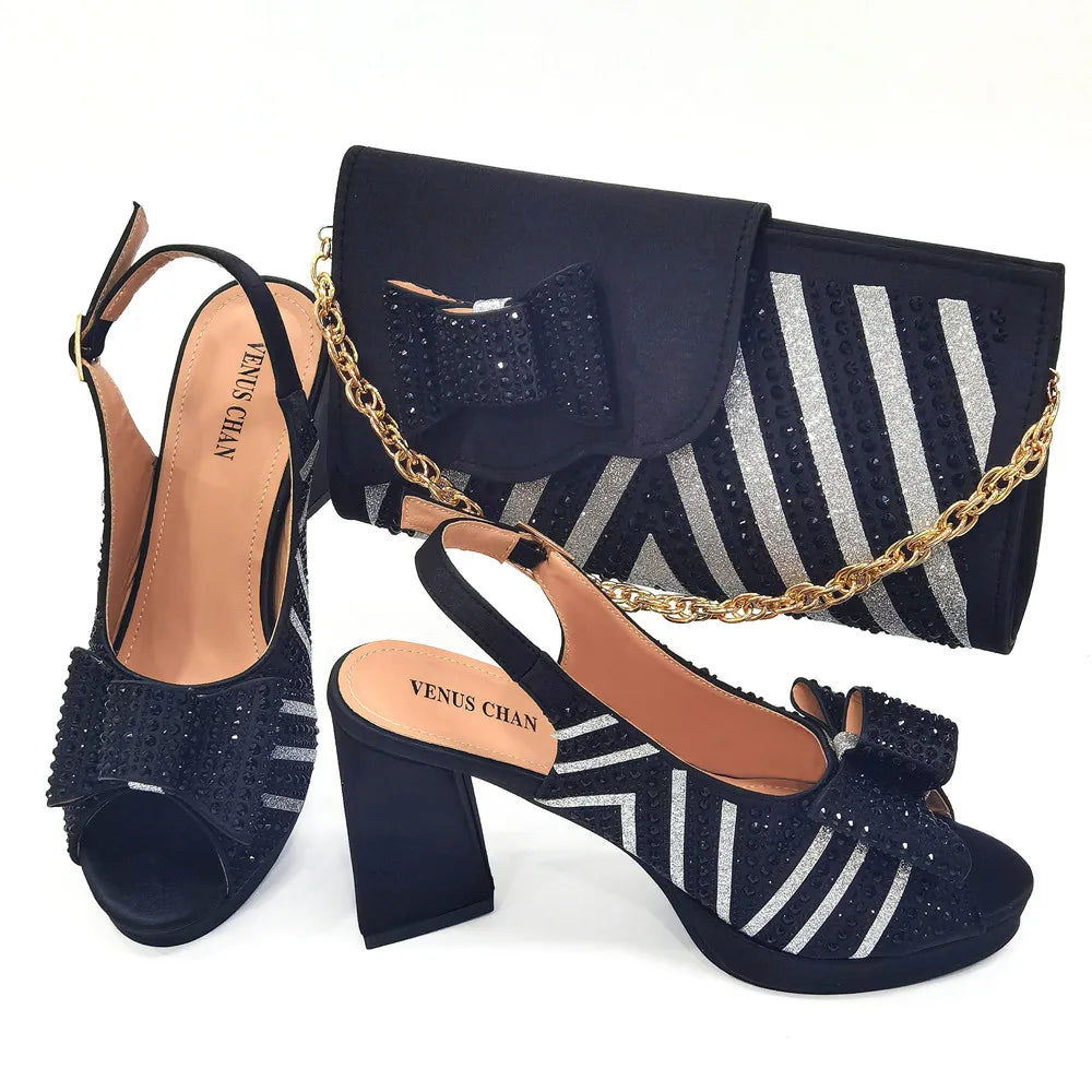 Doershow Lastest Italian Design Fashion Style Ladies Shoes with Matching Bag Set 2024 Nigerian Shoes and Bag Set HTY1-9