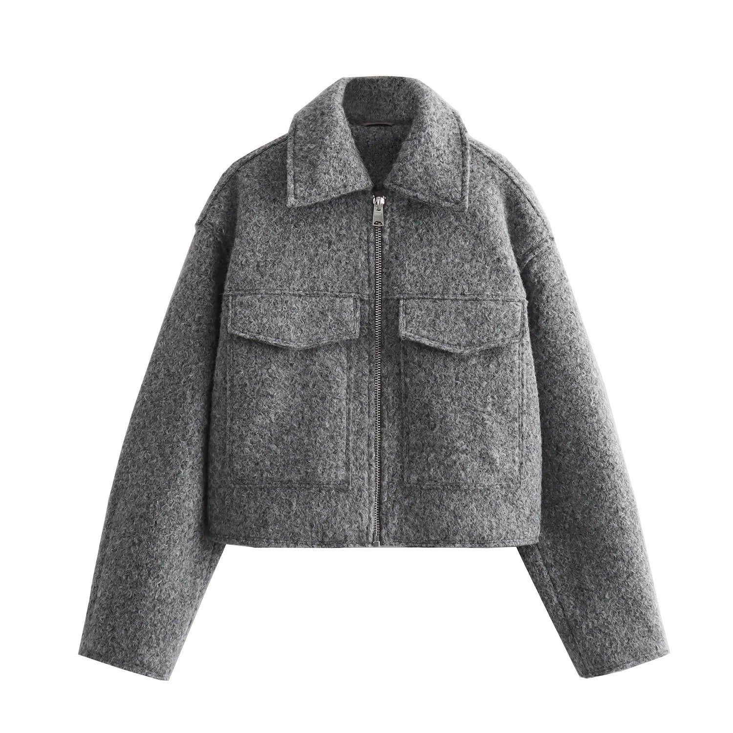 Foridol Autumn Winter Thick Burgundy Coat Jacket Women Zip Closure Turn Down Collar Short Jacket Veste Casual Angola Red Coat
