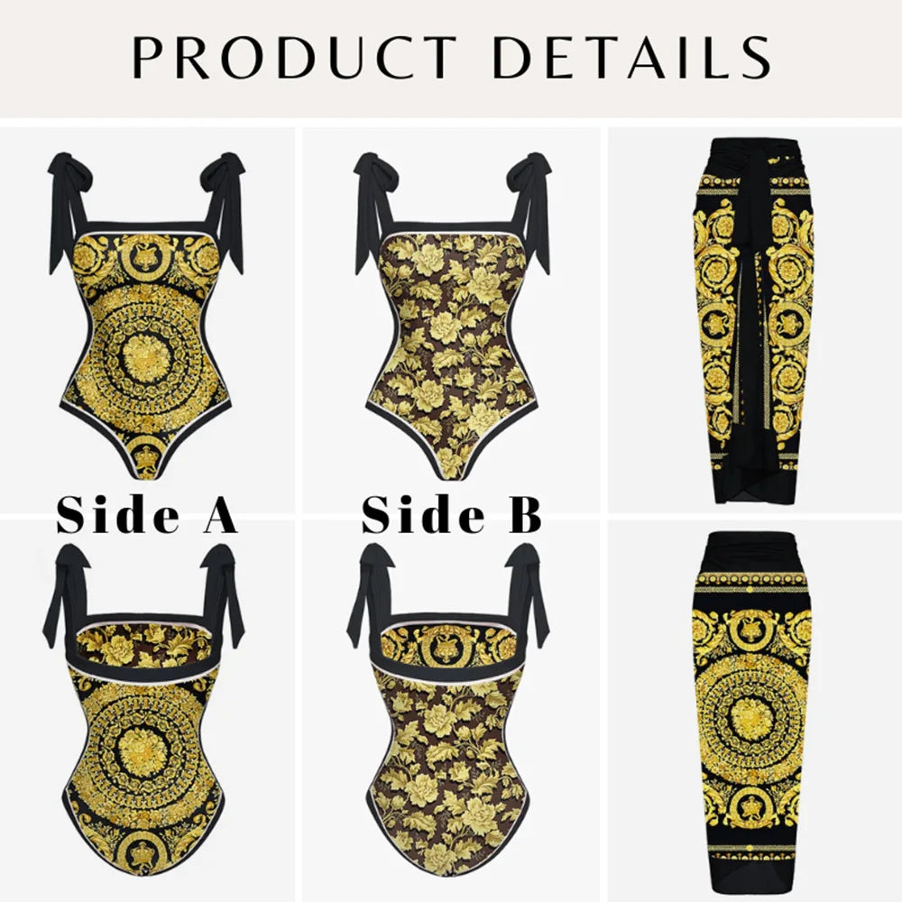 2026 High Quality Double-sided Printed Push Up Women Bikini Set Printed Strappy Bandage Swimwear Brazilian Biquini Bathing Suit