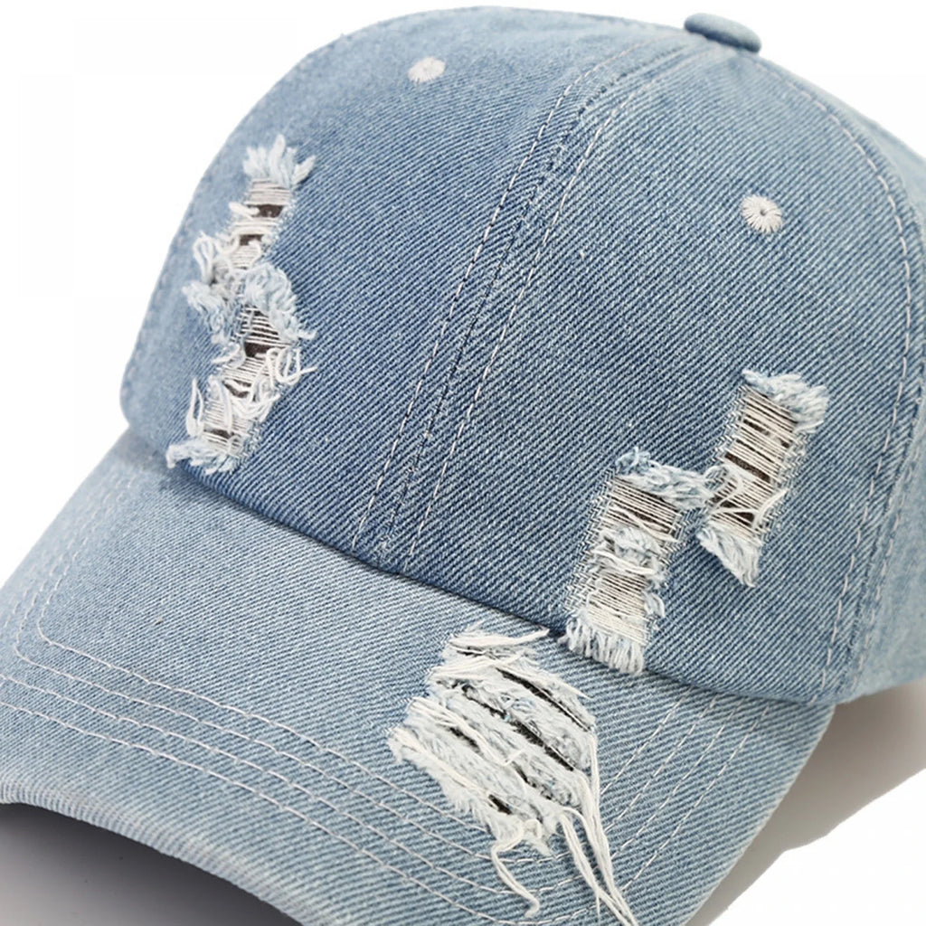 Men Women Denim Baseball Cap Stylish Solid Color Adjustable Hats for Travel Daily Wear Summer Sun Hats