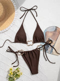 DEKA Fashion Metal Bandeau Bikini Set Buckle Swimsuit Women Push Up Suspender Micro Bikini New Sexy Beachwear Biquini