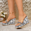 2026 NEW  Wedge Heels Snake Prints Platform Slippers Women Flax Non-slip Sandals Clog Shoes Slides