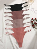8Pcs/Set Seamless Thong Women Invisible Thin Strap Low Waist High Stretch Flexibility Panties Sexy Underwear Briefs T-back