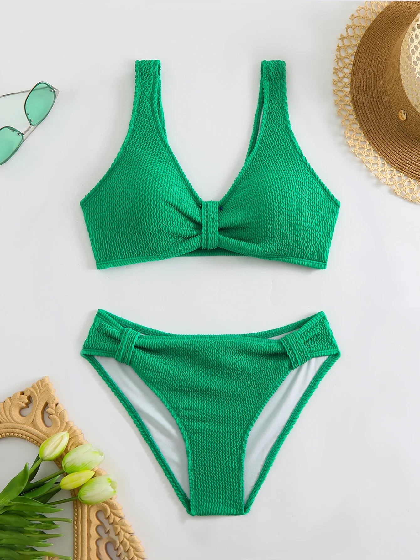 High Waist Bikini 2026 Women Sporty Swimsuit Solid Sexy Striped Swimwear Female Bathers Bathing Swimming Swim Suit Beachwear