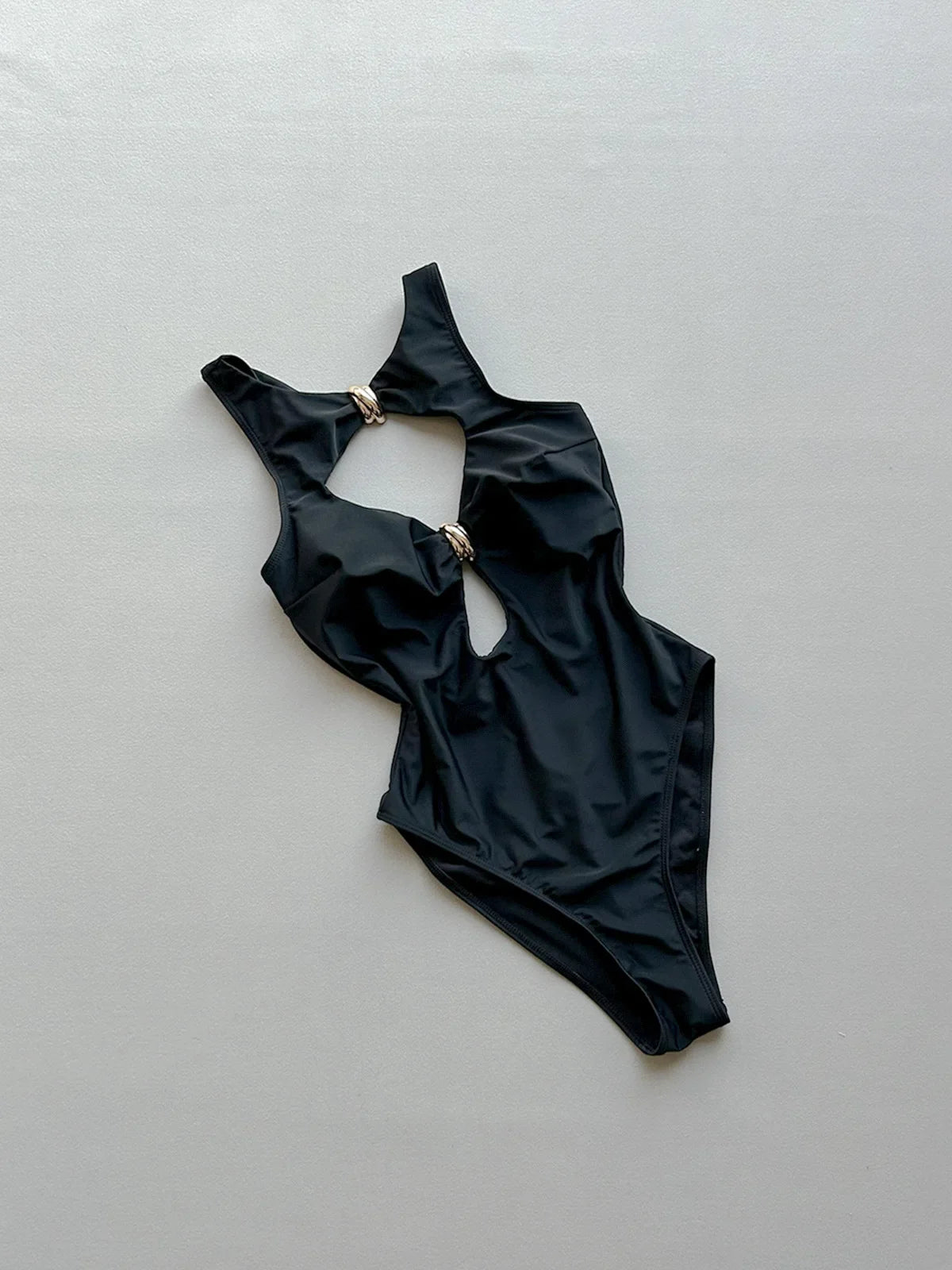 2026 New Summer Women Sexy Hollow Out One-piece Suit Swimwear Bodysuit Ring Decor Swimsuit High Waist Push Up Monokini Beachwear