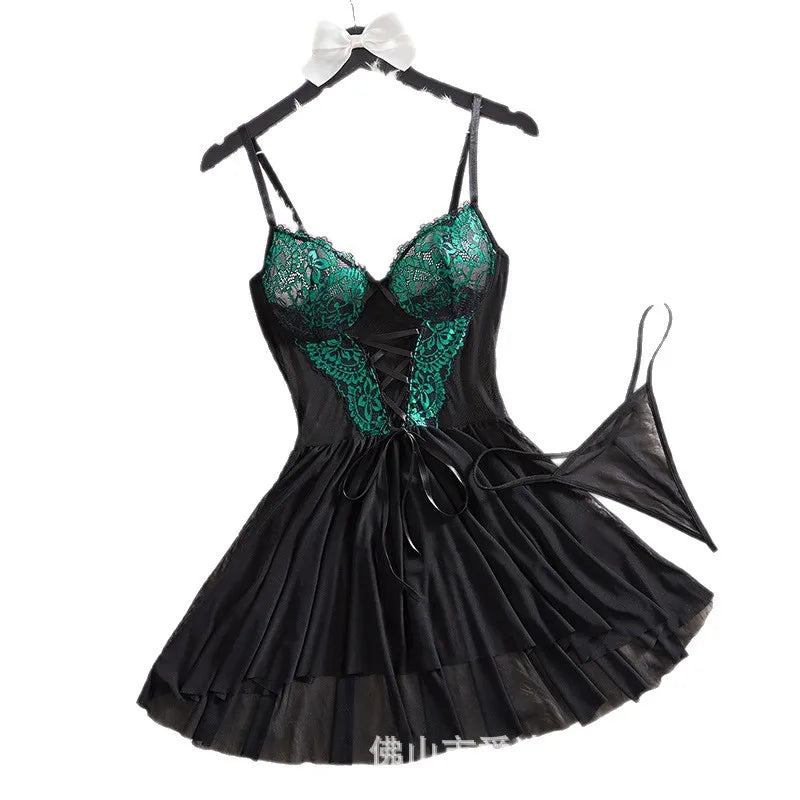 Sexy Pajama Tone Lace Dress Sexy slip dress with two tone lace trims sexy lingerie women erotic erotic lingerie
