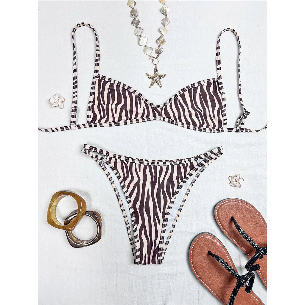 XS - L 2026 Printed Polka Dot Bikini Female Swimsuit Women Swimwear Two-pieces Bikini Set Plaid Bather Bathing Suit Swim V8039