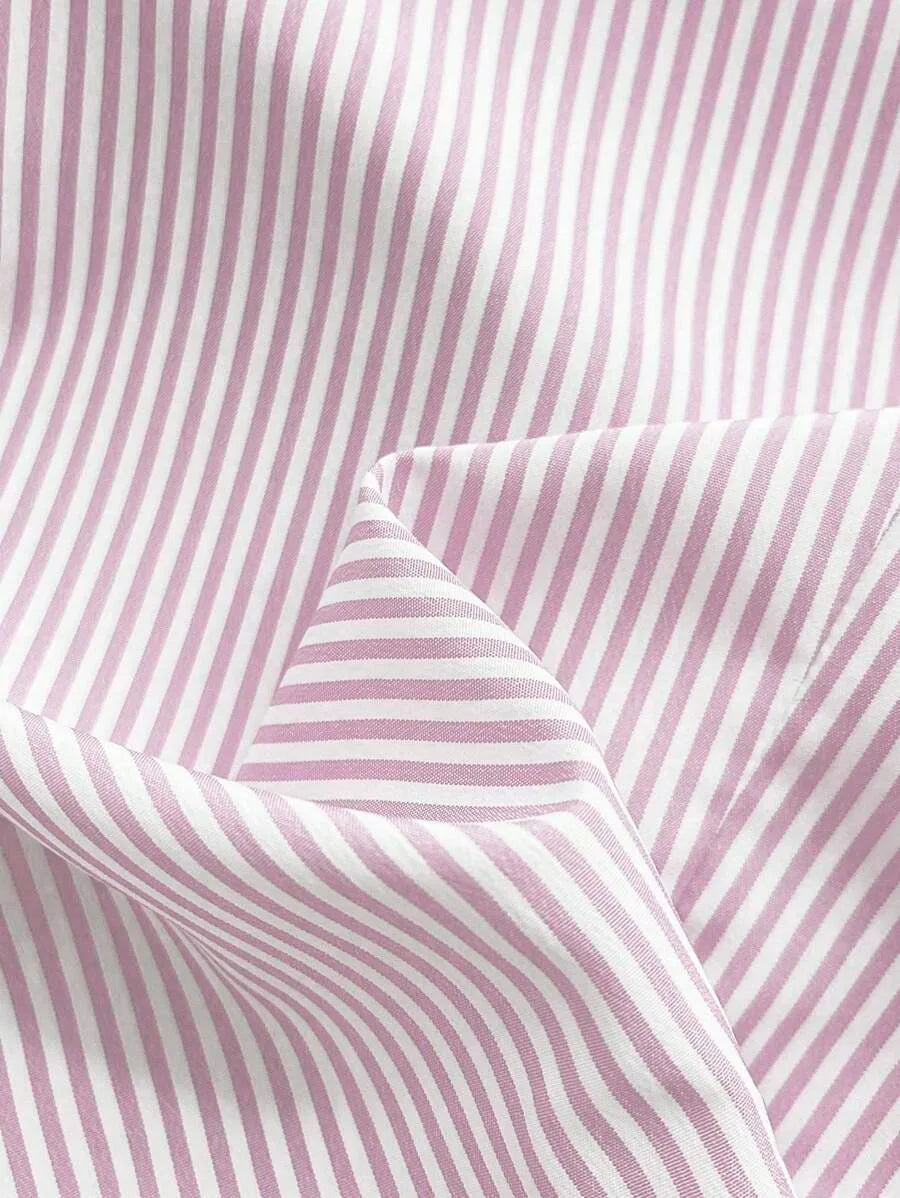 Summer Casual Shirt Women's Blue Striped Halter Top V Neck Button Down Sleeveless Slim Fit Blouse 2026 Y2K Style Streetwear