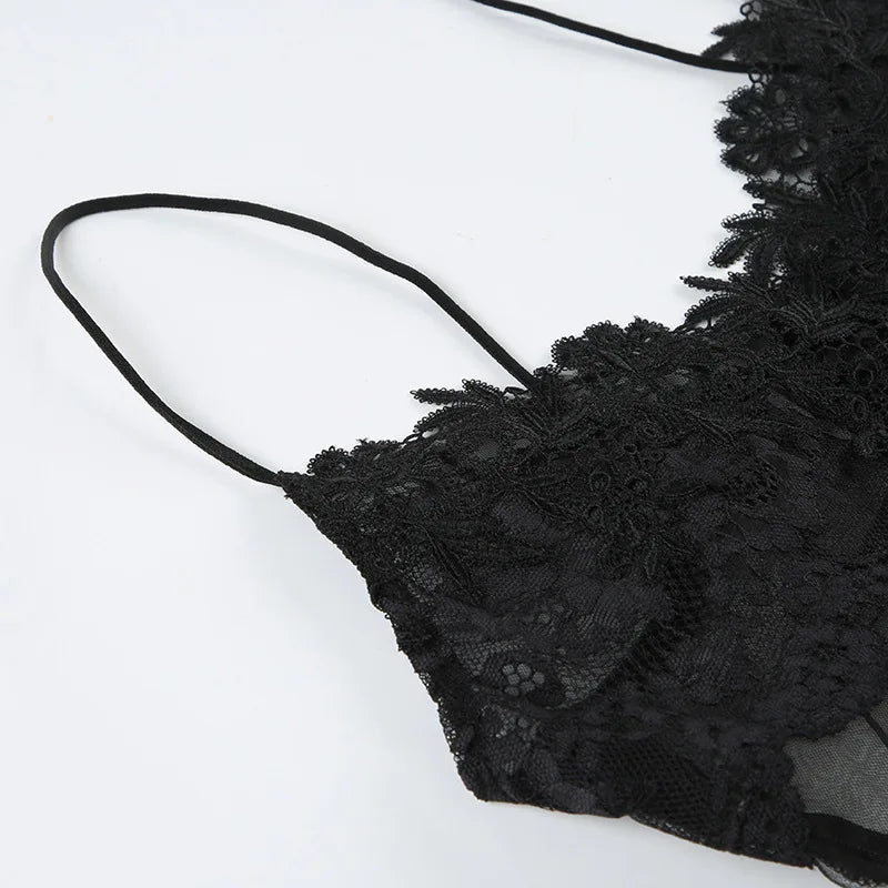 FDYOUI Sexy Lace Patchwork Mesh Long Dress Women Spaghetti Strap See-through Evening Party Dresses White Black Night Club Outfit
