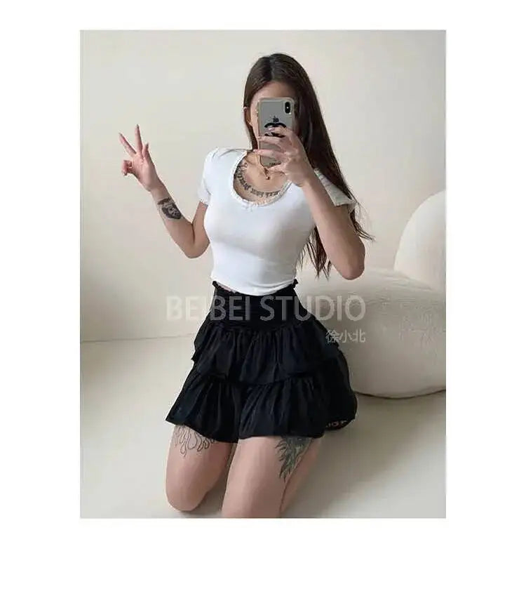Cake Skirt White Fluffy High Waisted Girlish Style Short Half Skirt Black Ballet Skirt Fashion Sweet Korean Women 2026 New 55OK