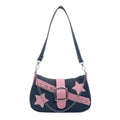 Fashion Women's Handbags Denim Stars Pattern Cool Girls Underarm Bag Female Small Shoulder Hobo Bags Chain Tote Bag