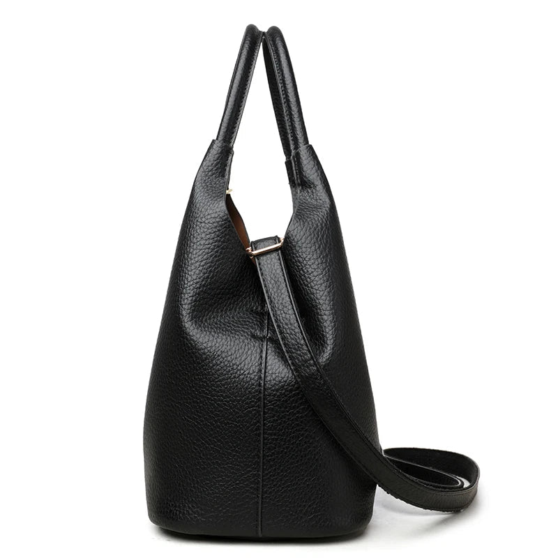 New Trendy Casual Soft PU Women's Handbags Solid Color Large Capacity Female Shoulder Bags Retro Tote Bags For Commute Shopping