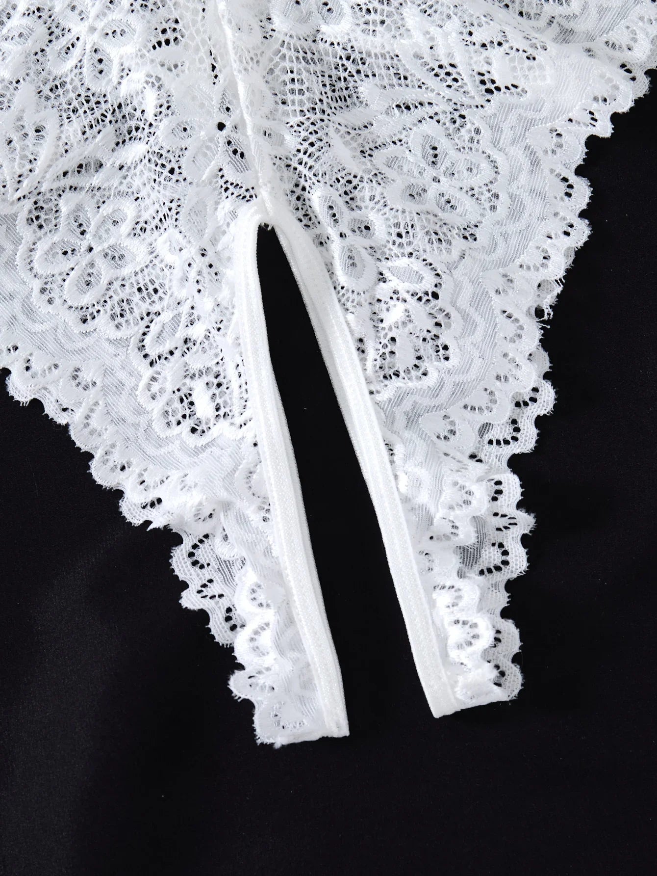 White Embroidered Lace Falafan Dress Set - Sexy Lingerie for Women - Sexy Bra Set with Strap Design on the Back 21077