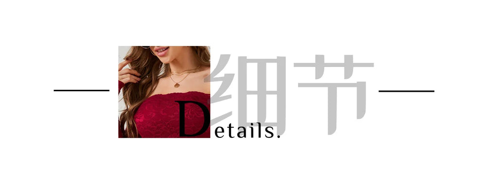 European and American elegant scalloped neckline, off-the-shoulder lace slim fit T-shirt long-sleeved top