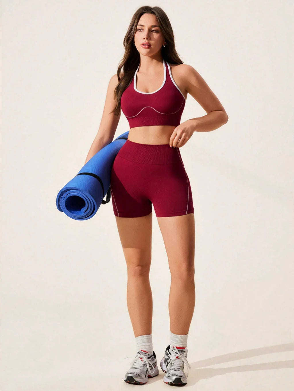2pcs/set Yoga Sport Bra Shorts Set Sportswear Woman Gym High Waist Seamless Workout Shorts Leggings Activewear Women's Tracksuit