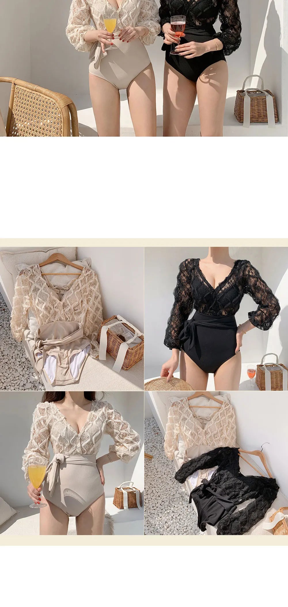 Long Sleeve Korean Style One Piece Swimwear Women Solid Black Mesh Patchwork Belt Push Up Bathing Suit Swimwear Monokini 2025