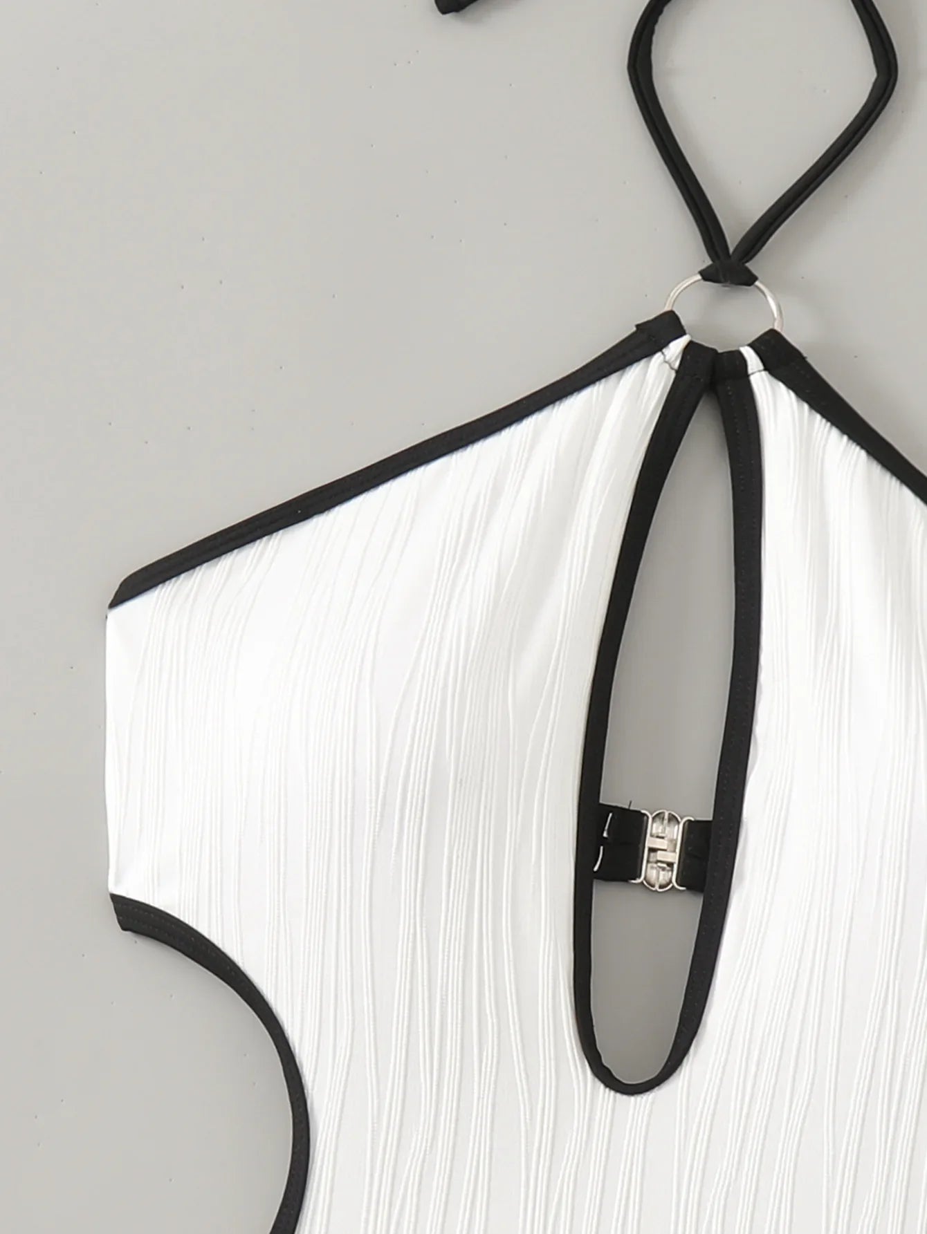 DEKA White Hollow One Pieces Swimsuit Women's Beaded HalterBathing Suit Bodysuit Vacation Swimwear Beach Wear