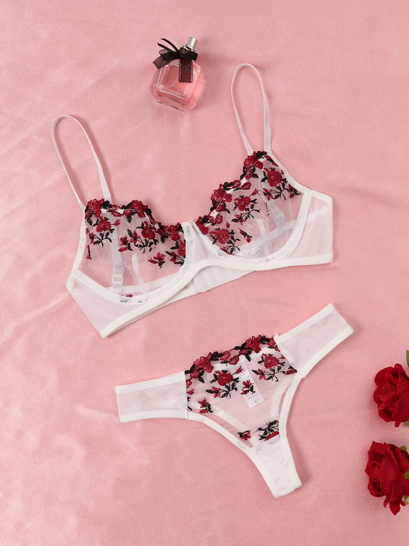 Sexy Lace Lingerie Bra And Panty Sets Women Underwear Flower Embroidery Bralette Set