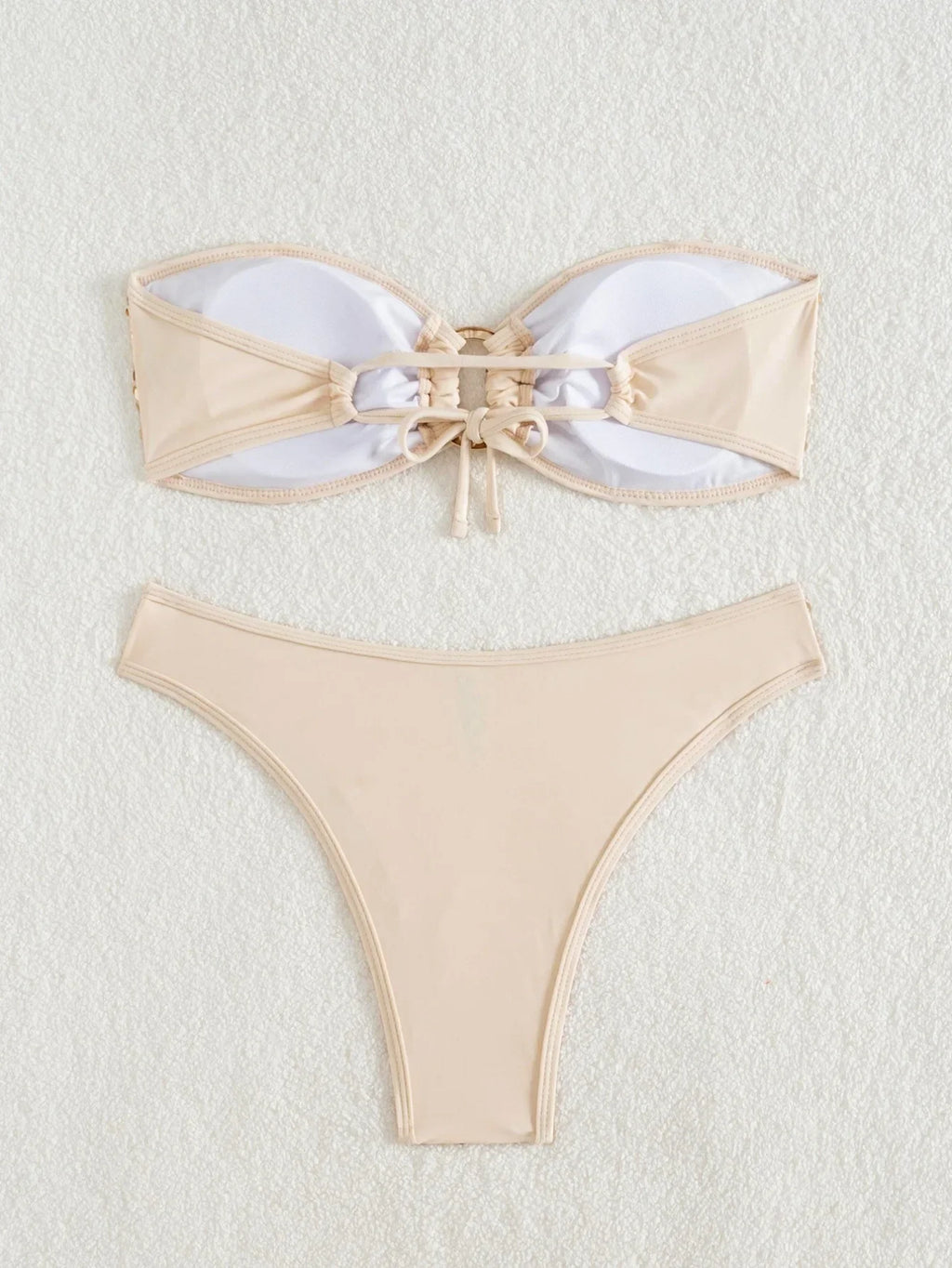 DEKA Gold Shiny Bandeau Bikini Set 2025 Women Sequin Front Ring Push Up Micro Swimsuit Summer Bathing Suit Thong Swimwear Biquin