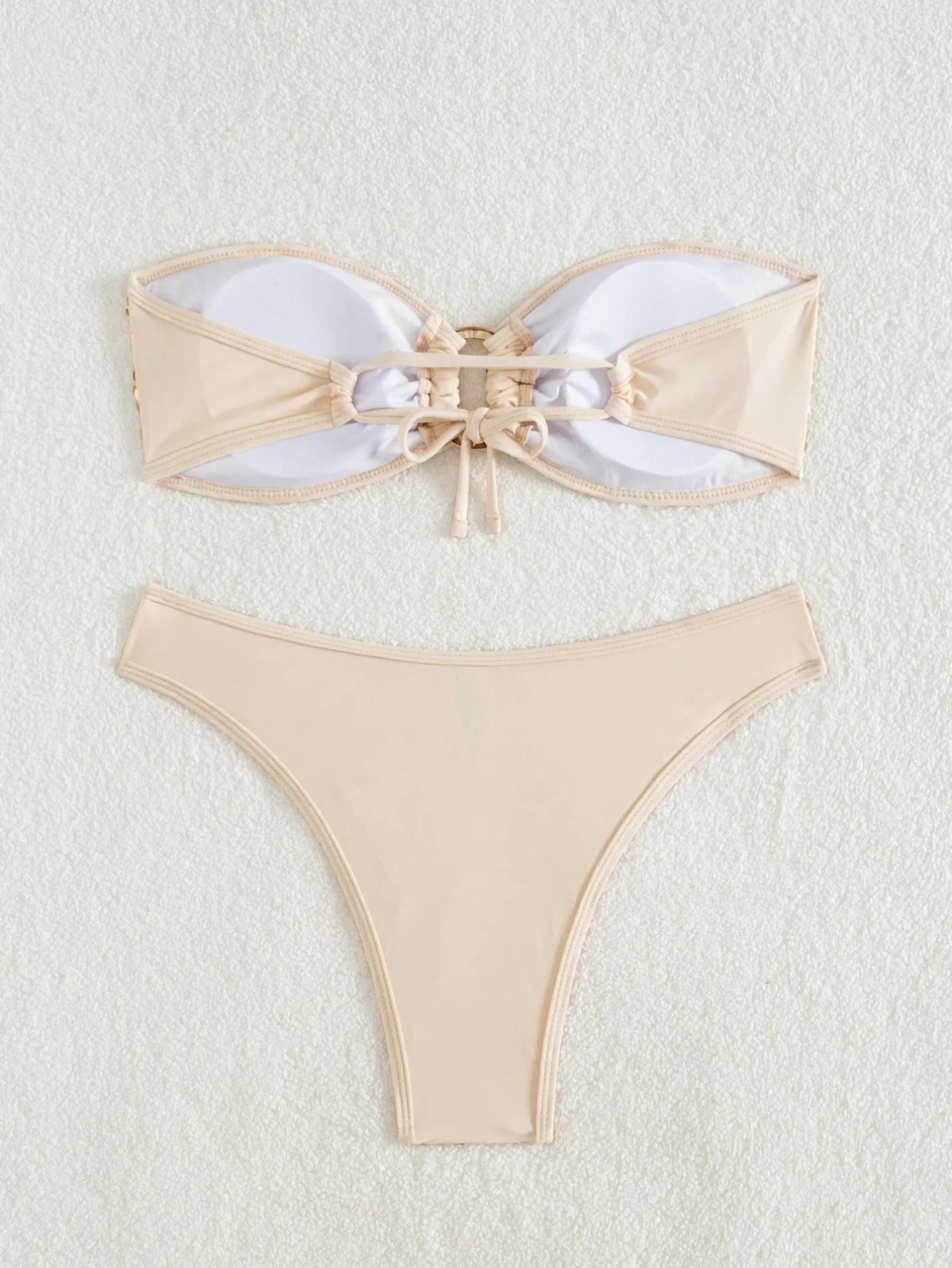 DEKA Gold Shiny Bandeau Bikini Set 2025 Women Sequin Front Ring Push Up Micro Swimsuit Summer Bathing Suit Thong Swimwear Biquin