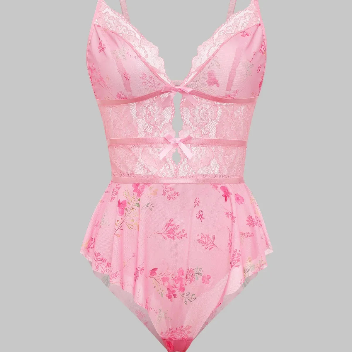 Sexy Crotchless Lingerie Women Lace Hollow Bodysuit Exotic Pajamas Teddy Babydoll Dress Deep V Open Bra Porno Underwear Set
